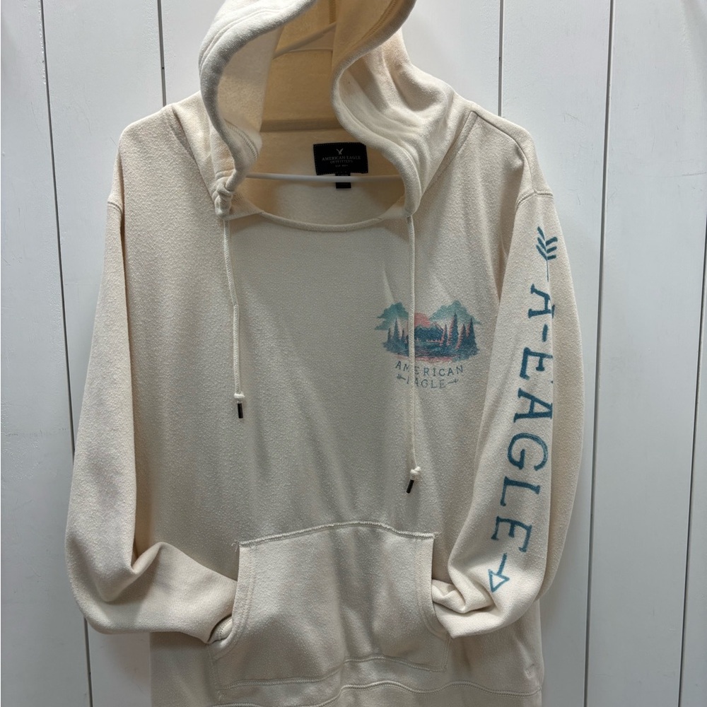 American Eagle Outfitters Cream Fleece Hoodie